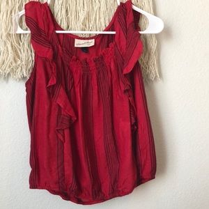 Red flowy top